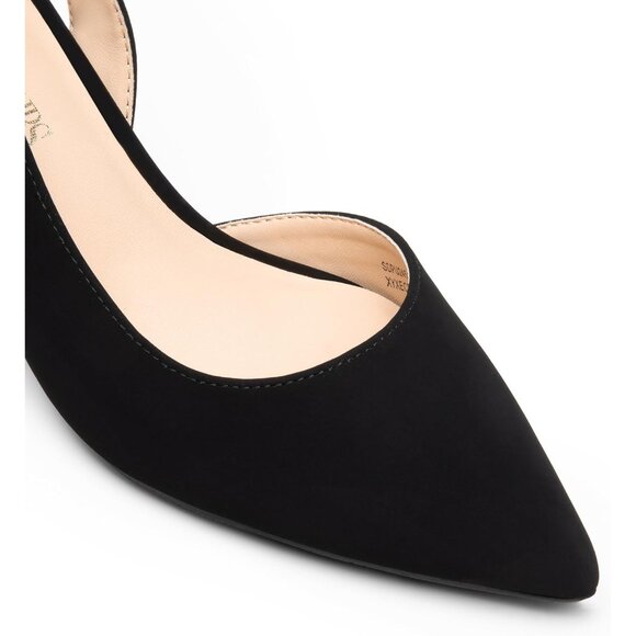Dream Pairs Women Black-nubuck Faux Suede Pointed Toe Slingback Low Kitten Heels - Picture 5 of 7